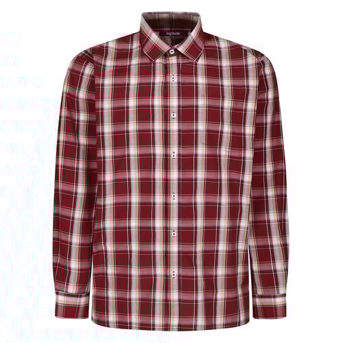 Bigdude Checked Long Sleeve Poplin Shirt Burgundy Tall