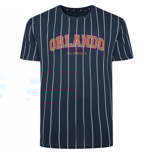 Bigdude Orlando Pin Stripe T-Shirt Navy/White