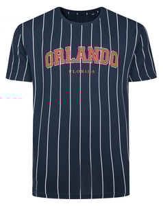 Bigdude Orlando Pin Stripe T-Shirt Navy/White