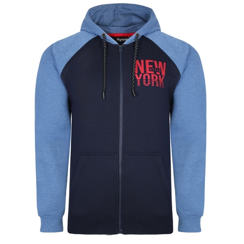 Bigdude 'New York' Print Contrast Hoody Navy Tall