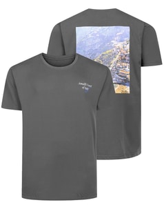 Bigdude Amalfi Small Front And Back Print T-Shirt Charcoal