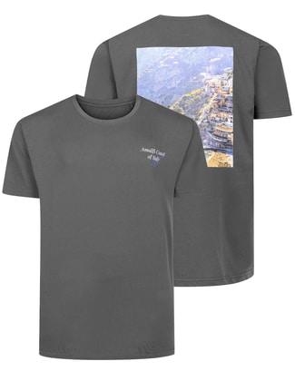 Bigdude Amalfi Small Front And Back Print T-Shirt Charcoal