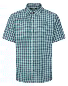 Bigdude Open Collar Checked Short Sleeve Poplin Shirt White