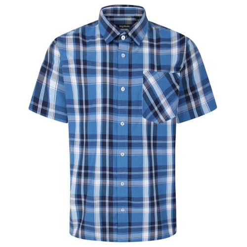 Bigdude Short Sleeve Check Shirt Blue
