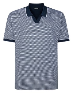 Bigdude Geometric Print Relaxed Collar Polo Shirt Navy