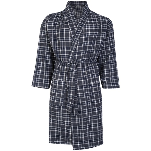 Bigdude Flannel Checked Dressing Gown Slate