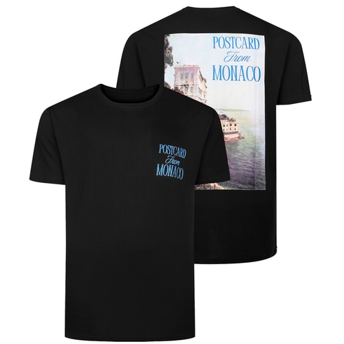 Bigdude Monaco Small Front And Back Print T-Shirt Black