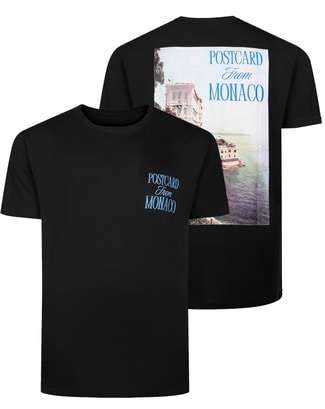 Bigdude Monaco Small Front And Back Print T-Shirt Black