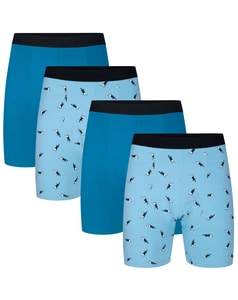 Bigdude 4 Pack Boxer Shorts Dark Turquoise/Light Blue