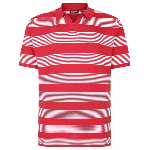 Bigdude Striped Relaxed Collar Polo Pepper Red/White