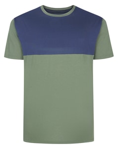 Bigdude Cut & Sew 2 Tone T-Shirt Sage Green/Navy Tall