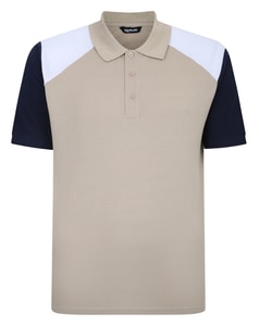 Bigdude Colour Block Twill Polo Shirt Stone