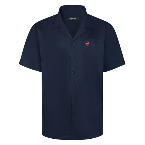 Bigdude Relaxed Collar Short Sleeve Shirt Navy