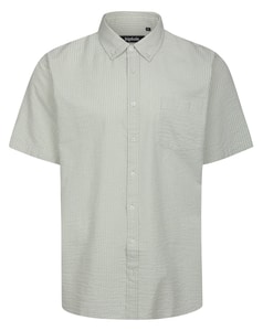 Bigdude Striped Seersucker Short Sleeve Shirt Green
