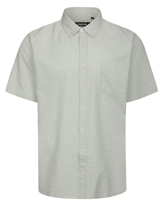 Bigdude Striped Seersucker Short Sleeve Shirt Green