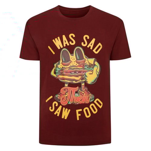 Bigdude Food Print T-Shirt Burgundy