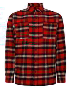 Bigdude Checked Flannel Overshirt Pepper Red/Black Tall