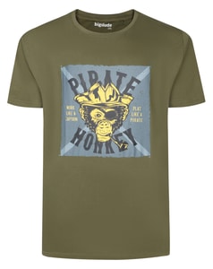 Bigdude Pirate Monkey Print T-Shirt Khaki