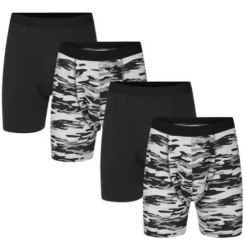 Bigdude 4 Pack Camo Boxer Shorts Charcoal