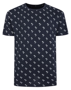 Bigdude AOP Palm Tree Print T-Shirt Navy Tall