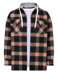 Bigdude Checked Hooded Flannel Shirt Black