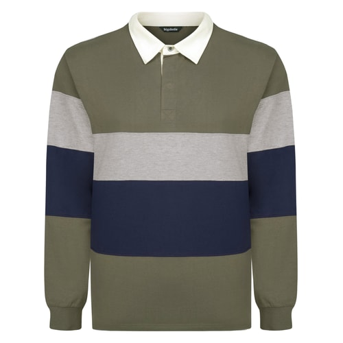 Bigdude Striped Rugby Shirt Khaki Tall