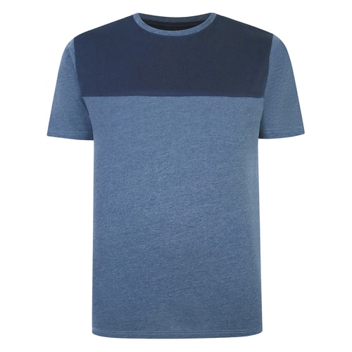 Bigdude Cut & Sew 2 Tone T-Shirt Denim Marl/Navy
