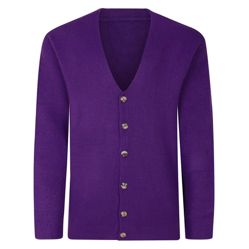 Bigdude Supersoft Ribbed V-Neck Cardigan Purple