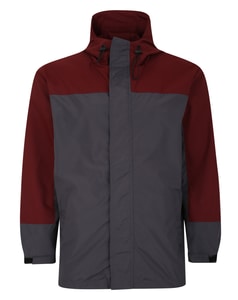 Bigdude Contrast Panel Showerproof Hooded Jacket Burgundy/Charcoal