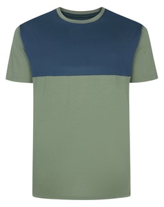 Bigdude Cut & Sew 2 Tone T-Shirt Sage Green/Navy Tall