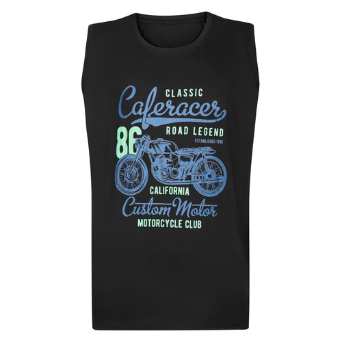 Bigdude Vintage Motorcycle Club Print Sleeveless T-Shirt Black Tall
