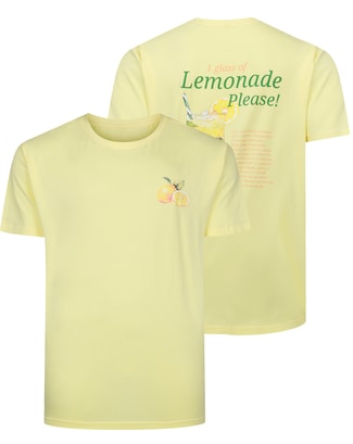 Bigdude Lemonade Small Front and Back Print T-Shirt Pale Yellow