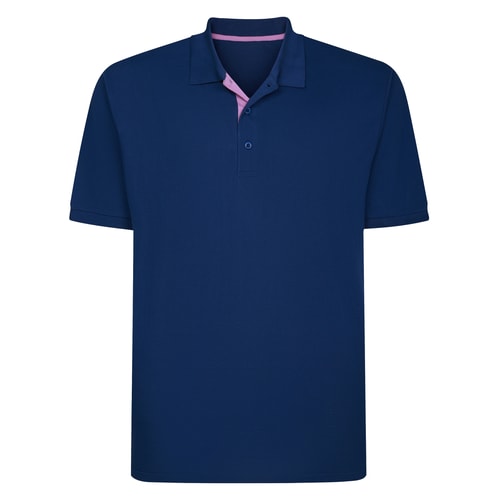 Bigdude Contrast Placket Polo Shirt Midnight Blue