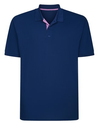 Bigdude Contrast Placket Polo Shirt Midnight Blue