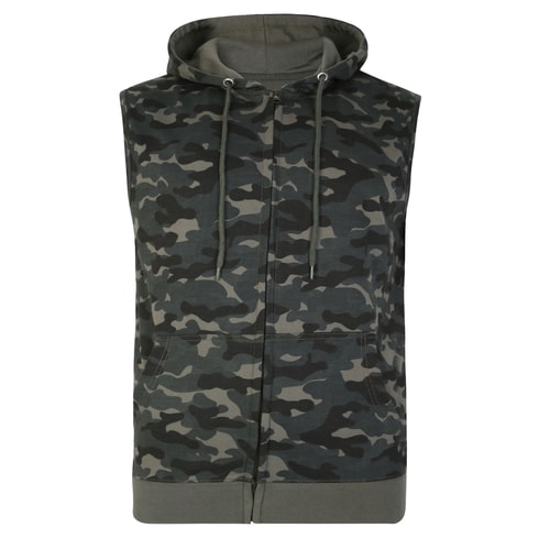 Bigdude Hooded Camo Gilet Khaki