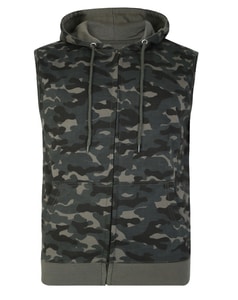 Bigdude Hooded Camo Gilet Khaki