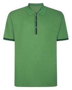 Bigdude Contrast Stripe Placket With Tipped Cuff Polo Shirt Deep Green