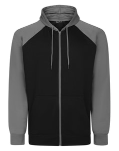Bigdude Zip Thru Raglan Sleeve Hoody Charcoal/Black