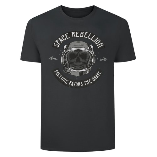 Bigdude Space Rebellion Print T-Shirt Charcoal