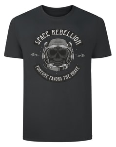 Bigdude Space Rebellion Print T-Shirt Charcoal