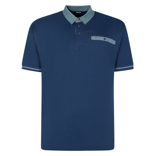 Bigdude Contrast Printed Jersey Polo Navy