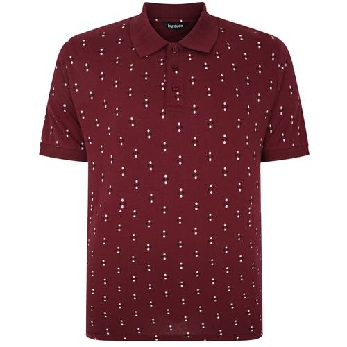 Bigdude Geometric Print Polo Shirt Burgundy