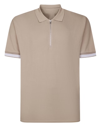 Bigdude Textured Zip Polo Sand