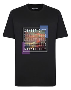 Bigdude Sunset City Print T-Shirt Black