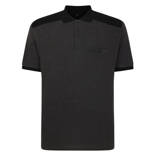 Bigdude Contrast Shoulder Polo Shirt Charcoal/Black