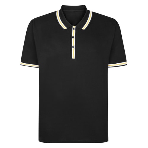 Bigdude Contrast Stripe Tipped Polo Shirt Black