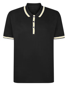 Bigdude Contrast Stripe Tipped Polo Shirt Black