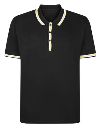 Bigdude Contrast Stripe Tipped Polo Shirt Black