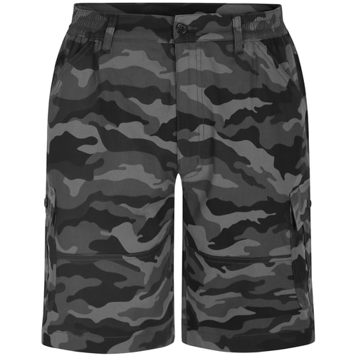 Bigdude Elasticated Waist Cargo Camo Shorts Charcoal