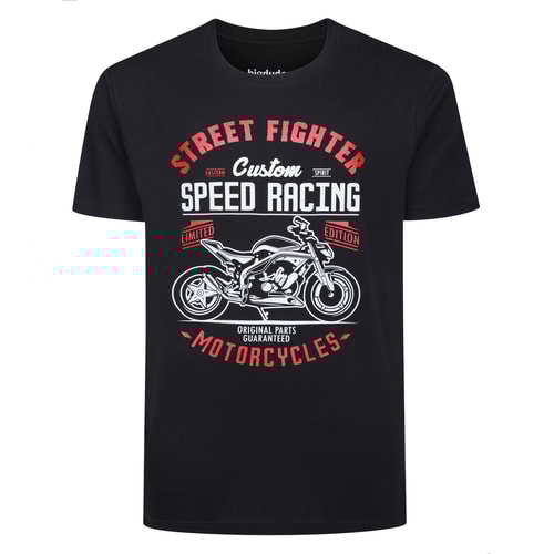 Bigdude Speed Racing Print T-Shirt Black